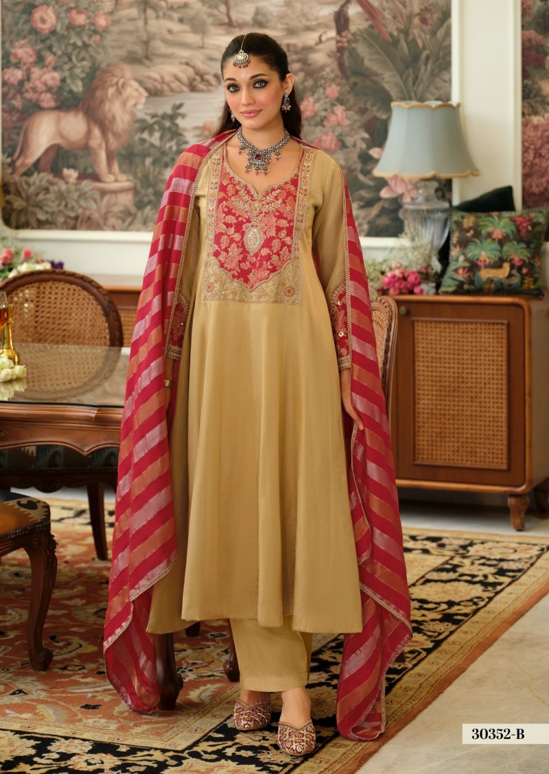 D 30352 B By Zaveri Viscose Kanjivaram Readymade Suits
